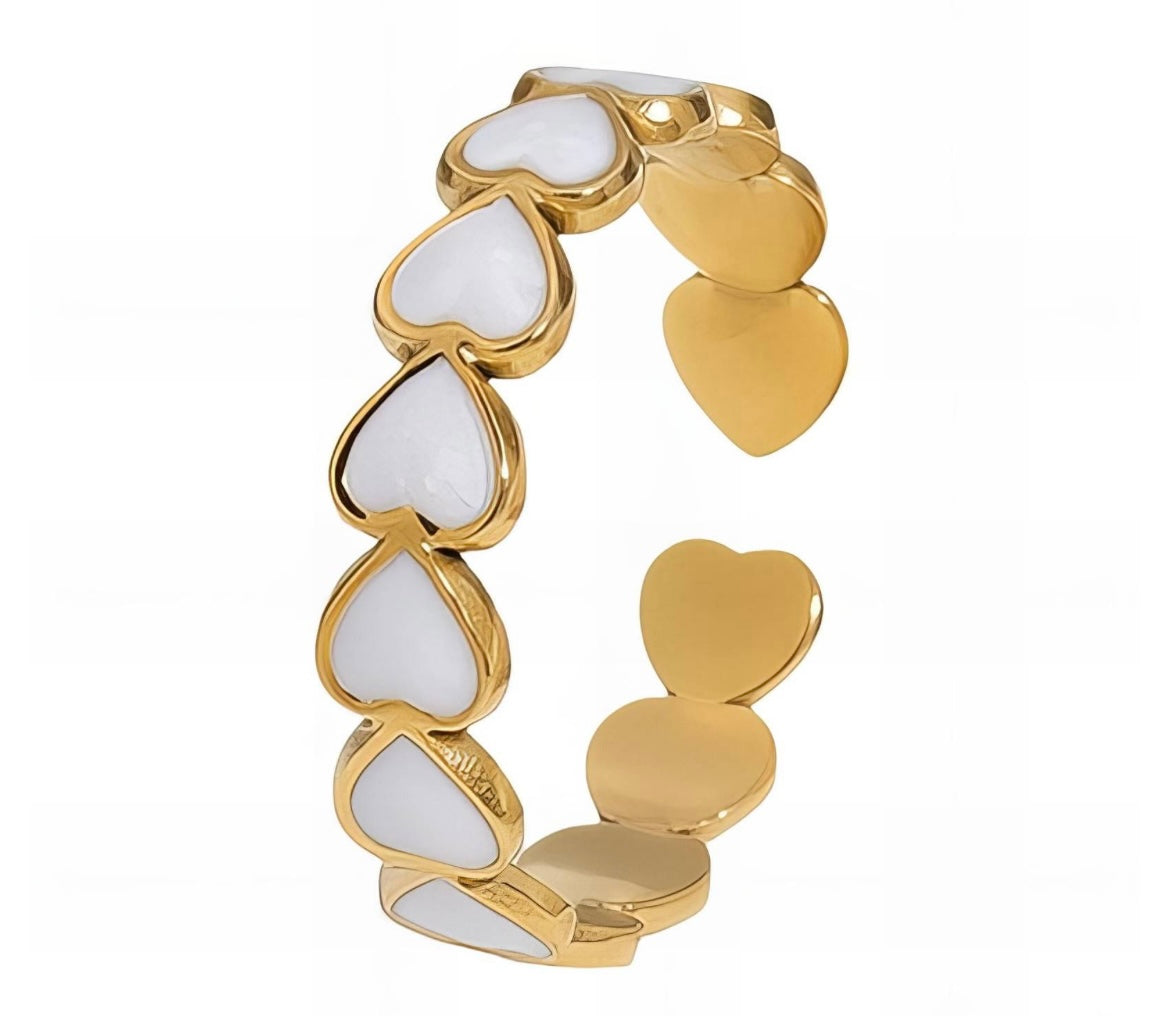“HEARTS" RING, 18K GOLD PLATED STEEL