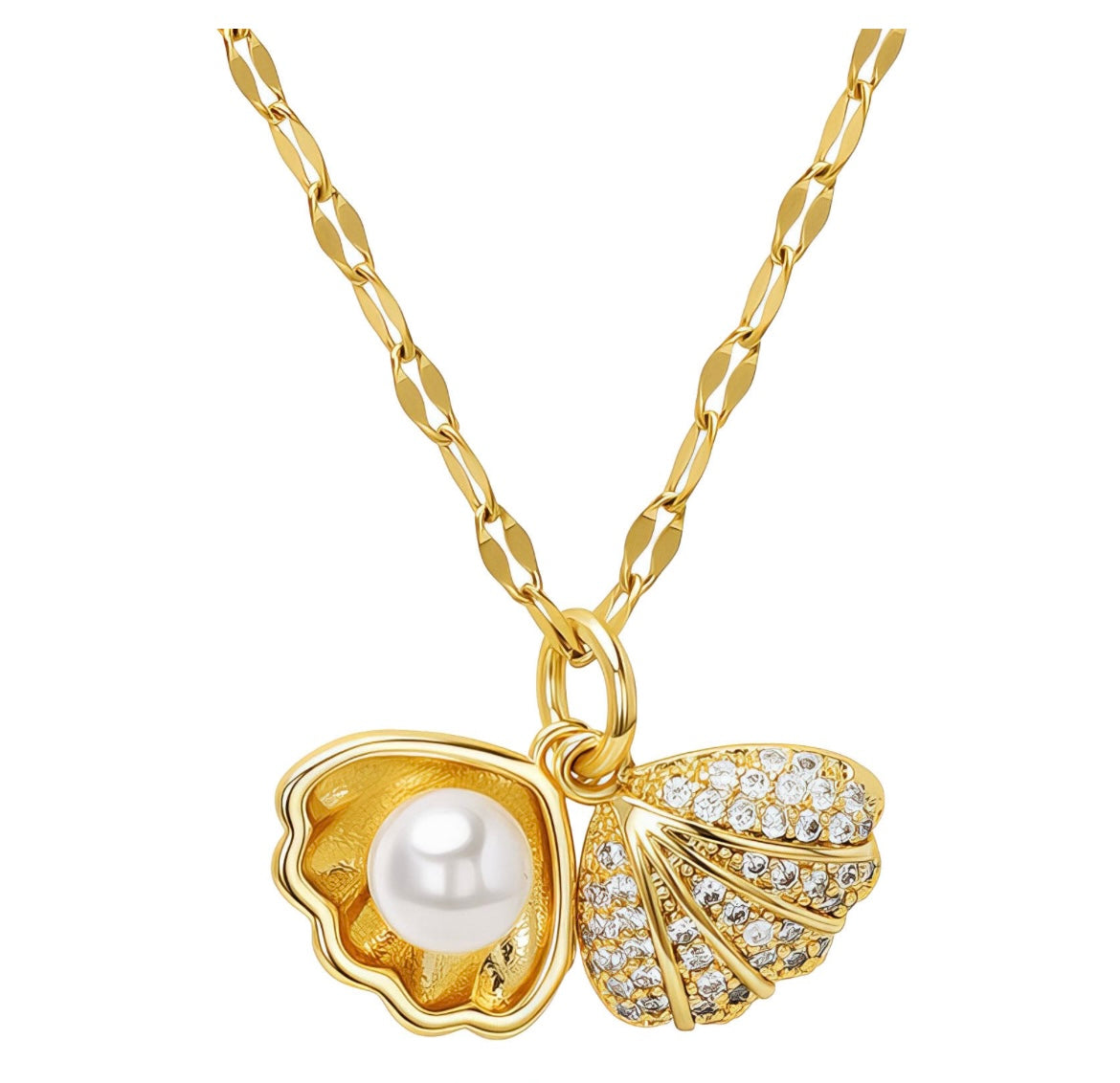 “SEASHELL" NECKLACE, 18K GOLD PLATED STEEL
