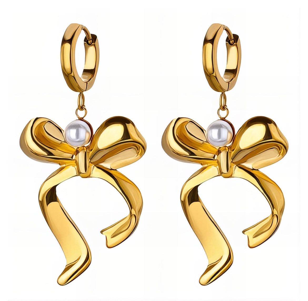 “BOWS" EARRINGS, 18K GOLD PLATED STEEL