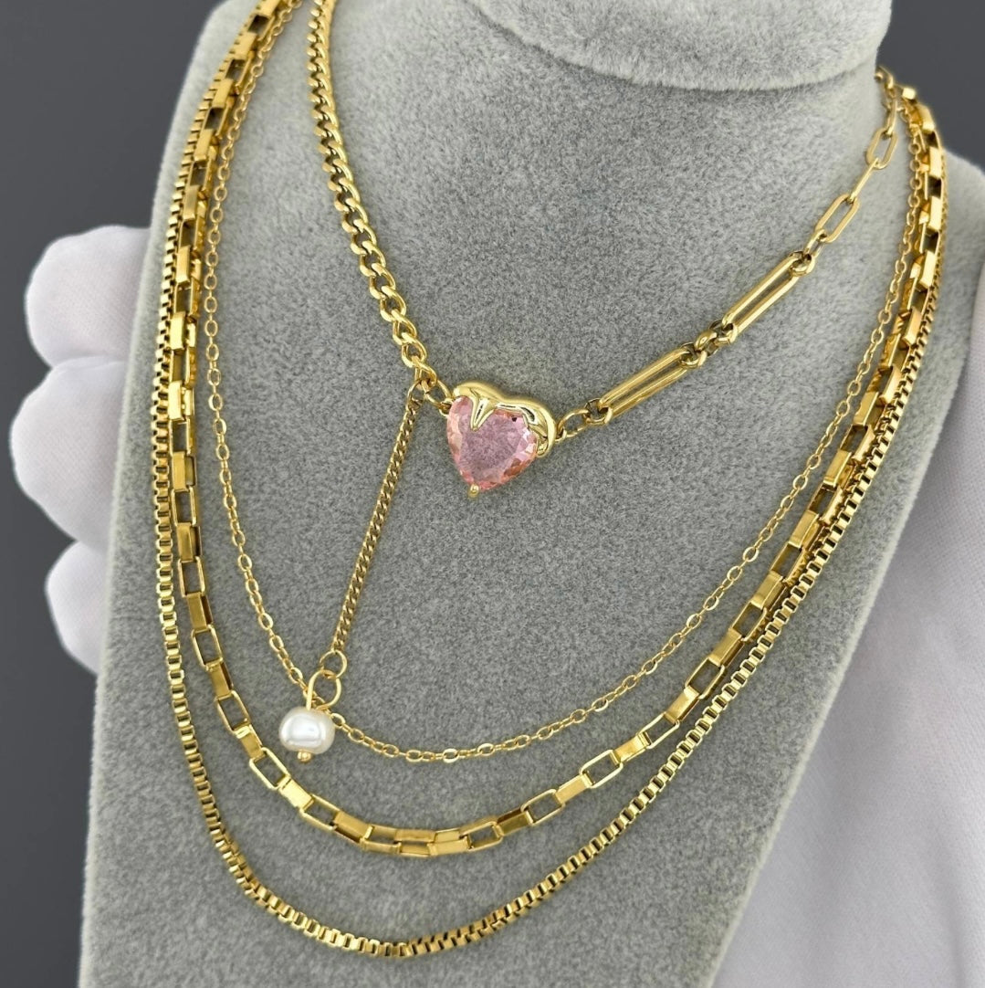 “HEART" NECKLACE, 18K GOLD PLATED STEEL