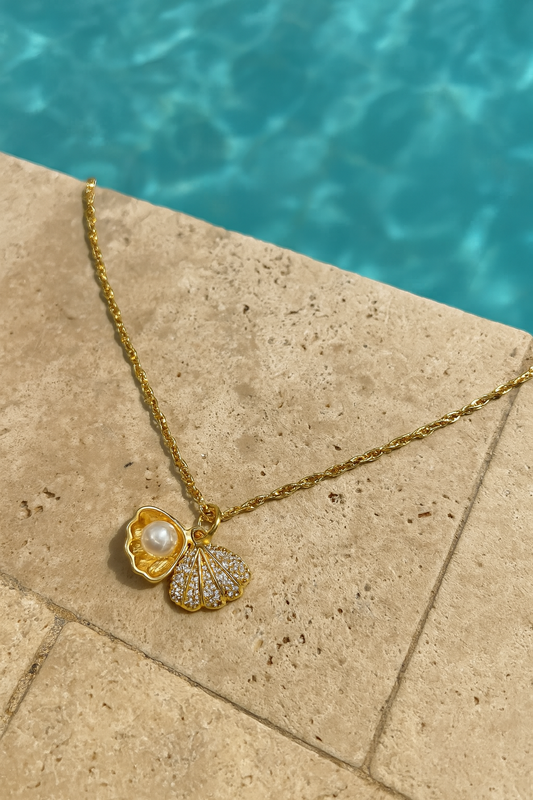 “SEASHELL" NECKLACE, 18K GOLD PLATED STEEL