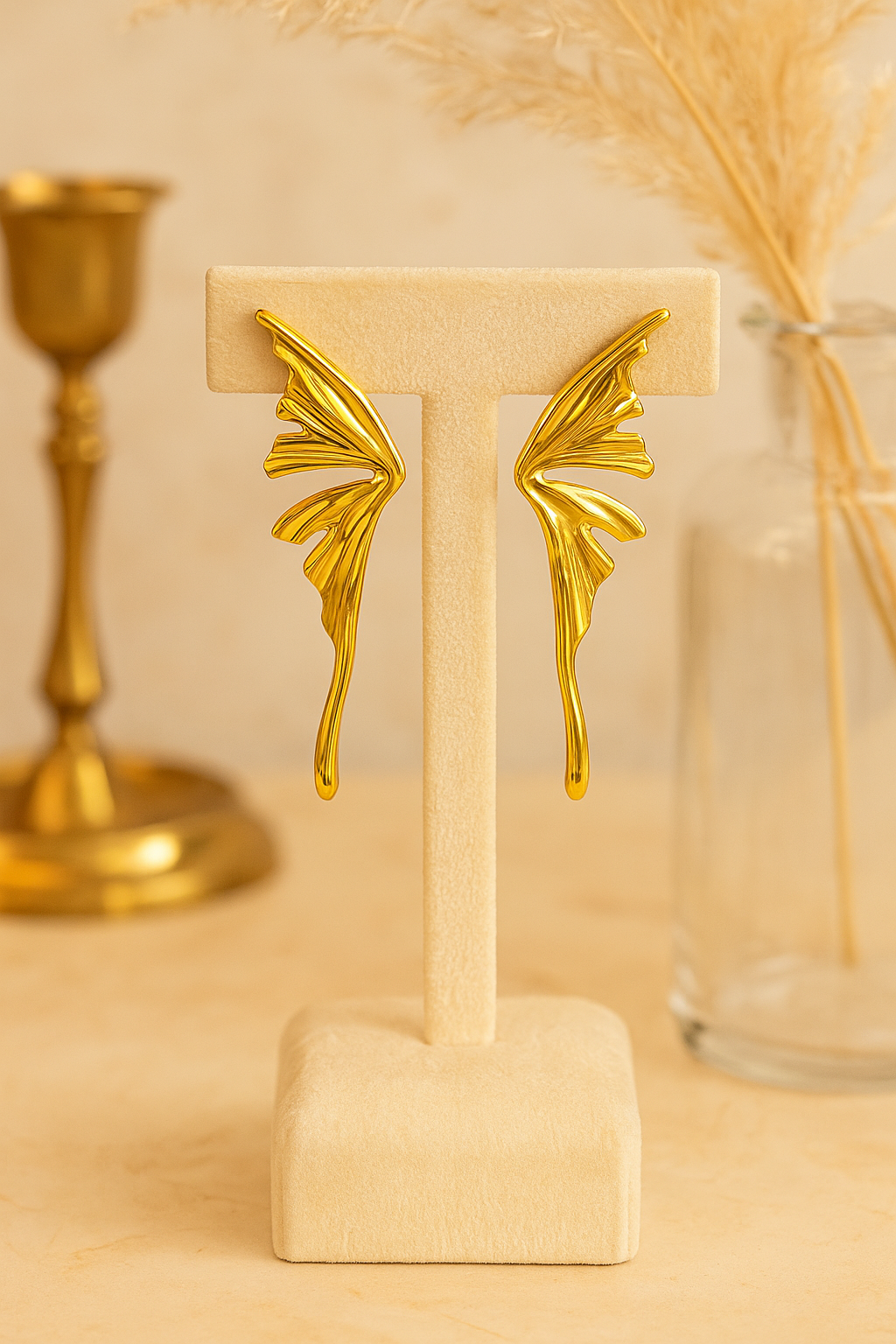 EARRINGS, 18K GOLD PLATED STEEL