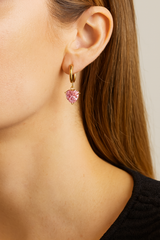 “HEARTS" EARRINGS, 18K GOLD PLATED STEEL