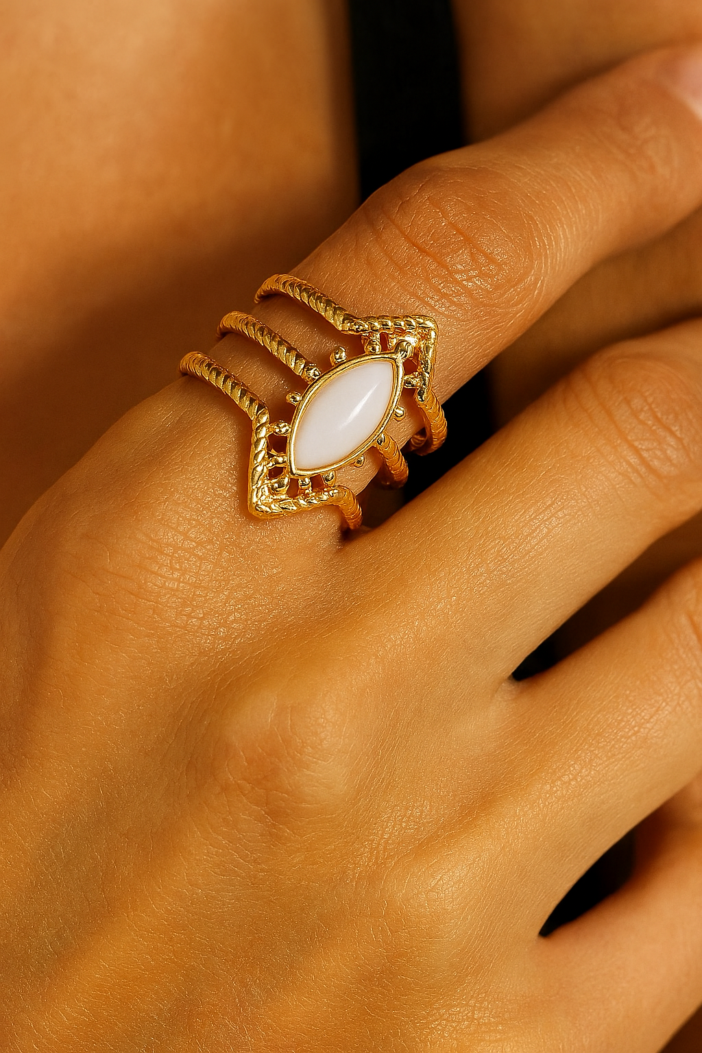 RING, 18K GOLD PLATED STEEL