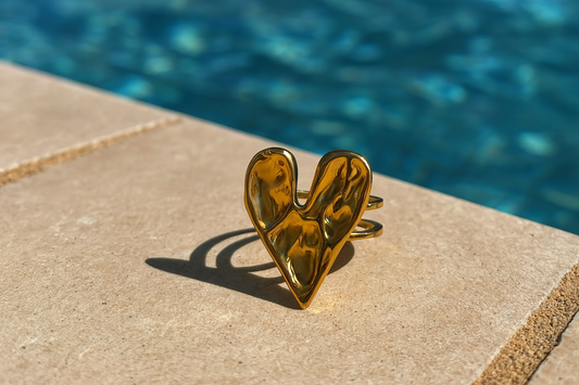“HEART" RING, 18K GOLD PLATED STEEL