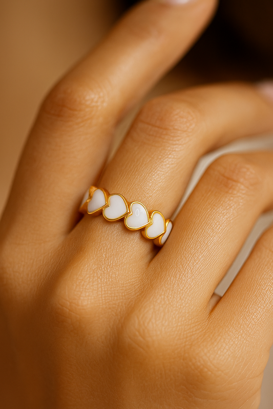 “HEARTS" RING, 18K GOLD PLATED STEEL