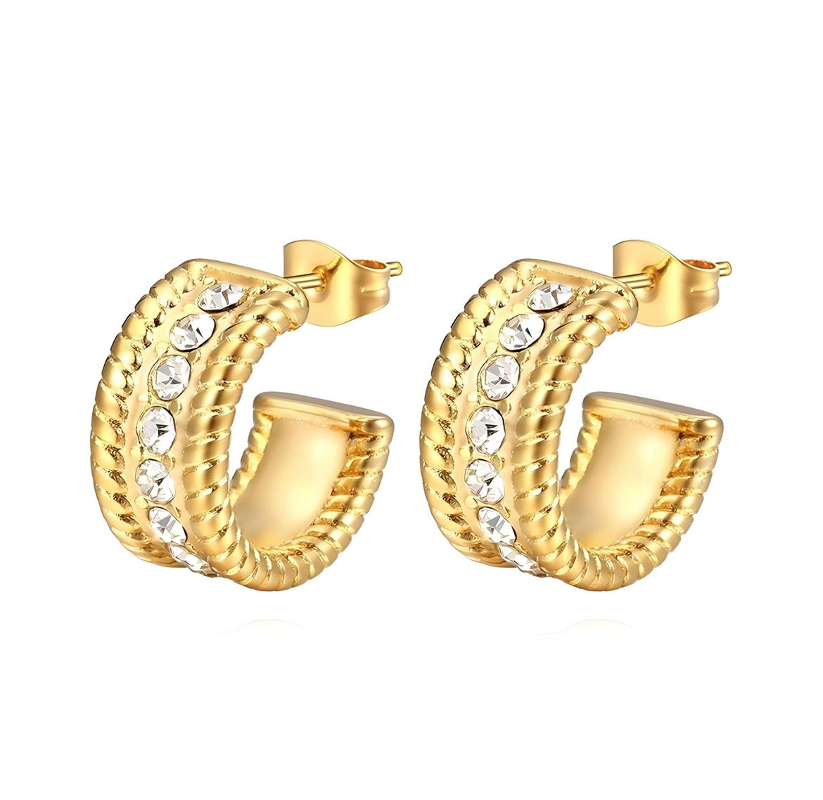 EARRINGS, 18K GOLD PLATED STEEL
