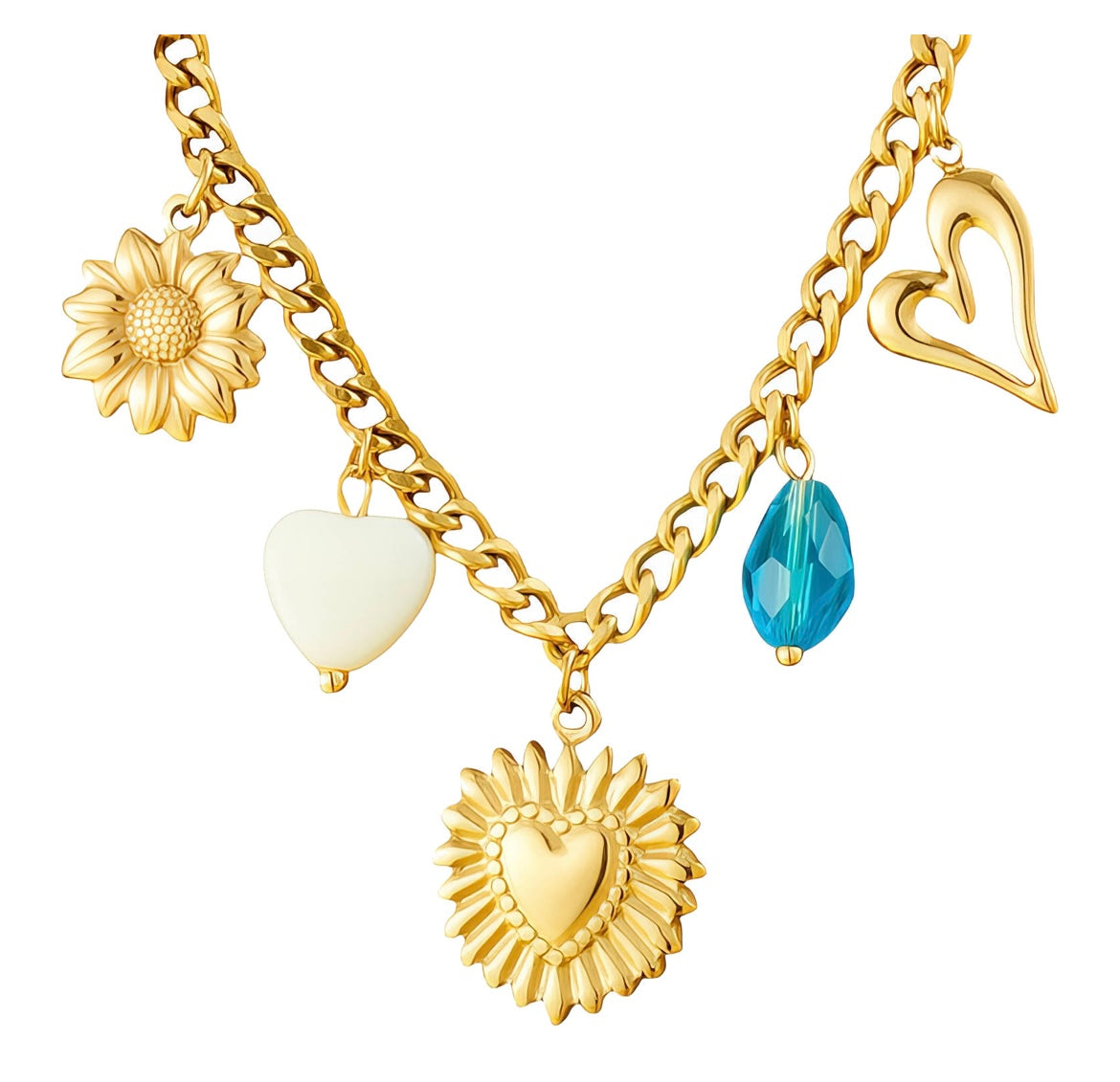 "HEARTS" NECKLACE, 18K GOLD PLATED STEEL