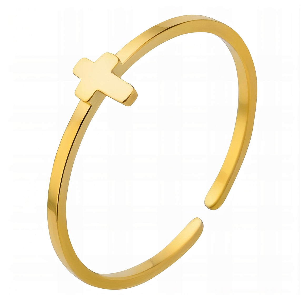 “CROSS" RING, 18K GOLD PLATED STEEL