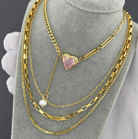 “HEART" NECKLACE, 18K GOLD PLATED STEEL